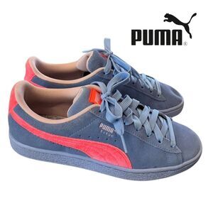 New Puma Kids Girls Suede Valentines Lace Up Purple Pink Sneakers 6.5